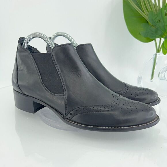 Paul Green Women's Foulard Boot Size 8 Block Heel Western Bootie Black Leather - Picture 4 of 15